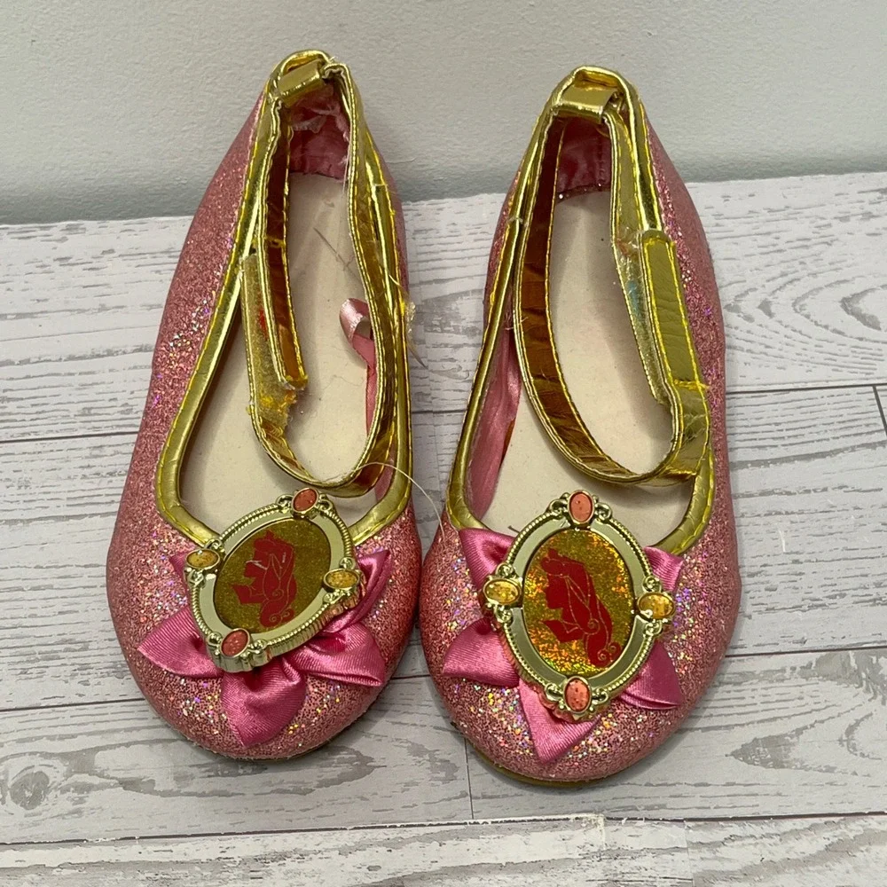 Disney Princess Aurora Sleeping Beauty Pink Glitter Dress Up Shoes Kids Size 7/8